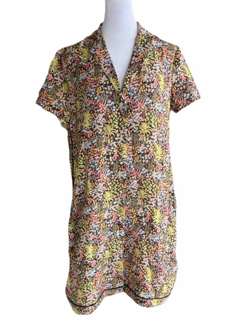 Scotch & Soda Yellow Floral Dress with Pink & Blue Accents